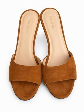 Tuckernuck Tan Suede Open-Toe Slide Mules